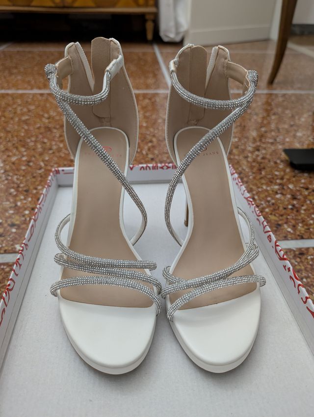 Sandali bianchi tacco 11 strass EU 37