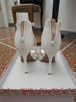 Sandali bianchi tacco 11 strass EU 37