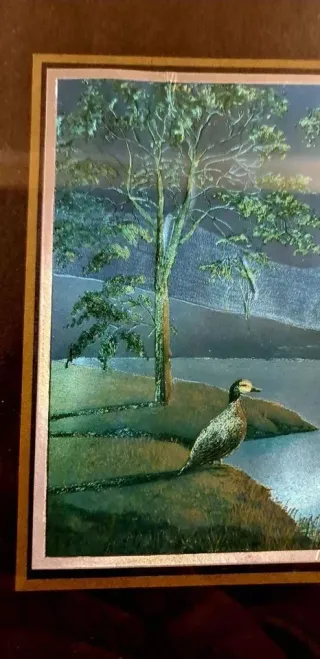 Quadro paesaggio lacustre con cornice