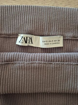 Falda larga Zara canalé gris