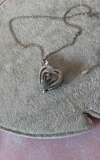 Collana cuore vetro azzurro e fiore strass