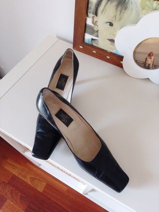 Zapatos Piel Tacón Medio Talla 40
