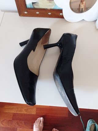 Zapatos Piel Tacón Medio Talla 40