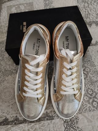 Sneakers Twinset donna oro/argento