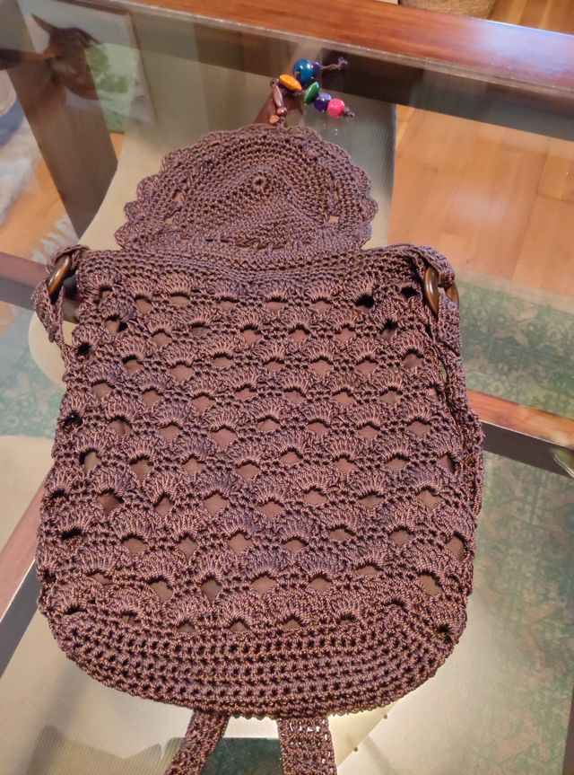 Bolso Crochet Marrón Chocolate con Cuentas