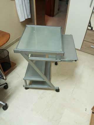 Mesa Ordenador Aluminio y Cristal