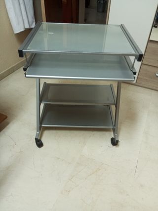 Mesa Ordenador Aluminio y Cristal