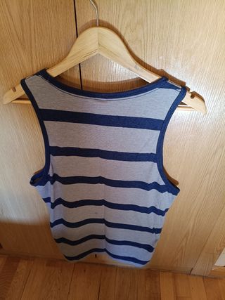 Camiseta tirantes Hollister rayas gris/azul