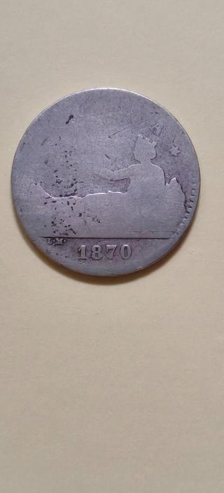 Moneda 50 céntimos plata 1870
