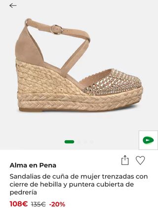 Cuñas Alma en Pena Pedrería Beige/Oro