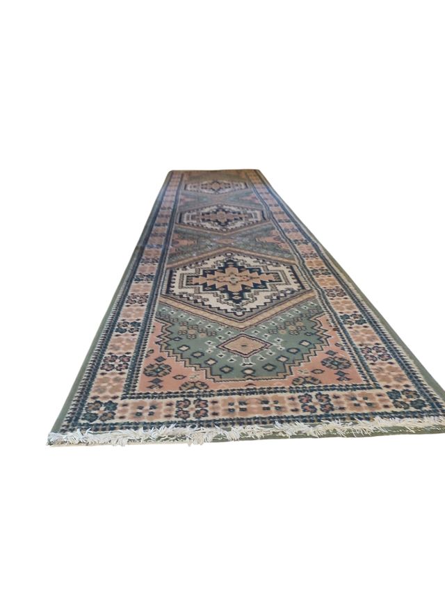 Tappeto passatoia verde e rosa 3 metri