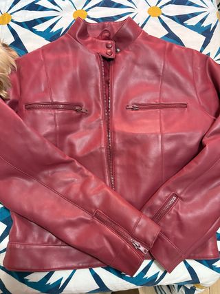 Chaqueta de cuero roja