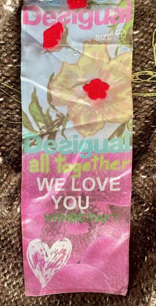 Vestido Desigual bordado floral marrón