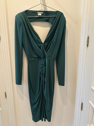 Vestido midi verde fiesta elegante