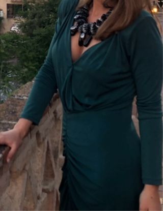 Vestido midi verde fiesta elegante