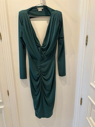 Vestido midi verde fiesta elegante