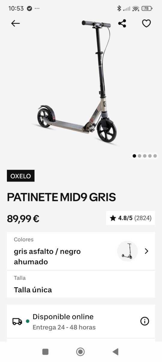 Monopattino Oxelo MID 9 grigio