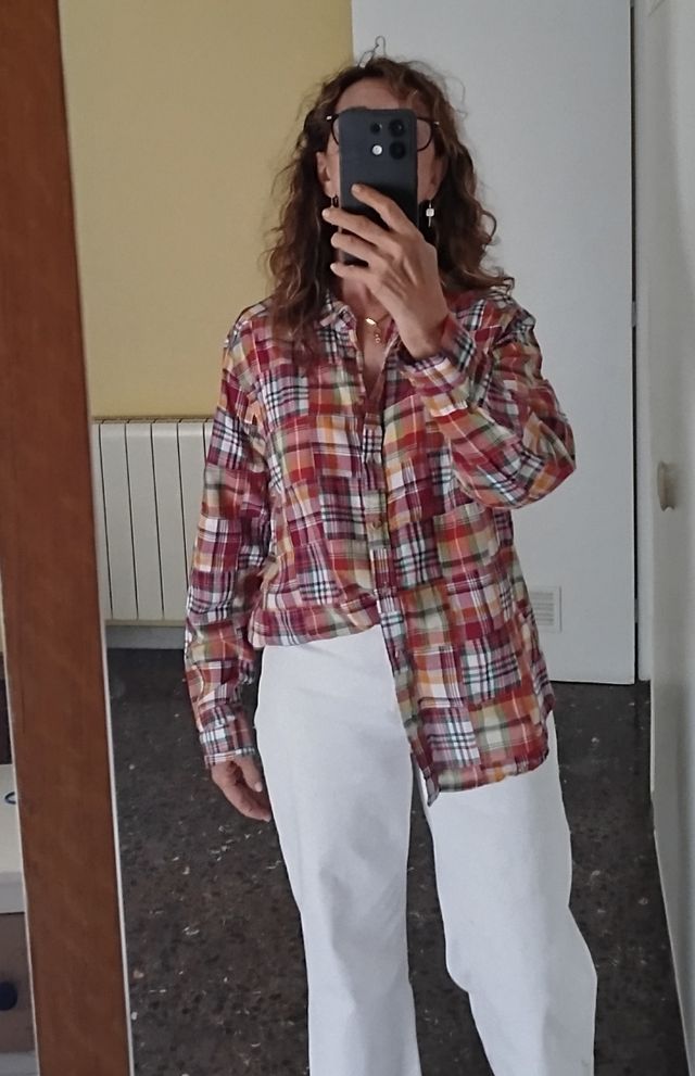 Camisa cuadros manga larga T-M/L