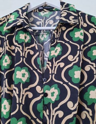 Vestido Zara estampado floral verde