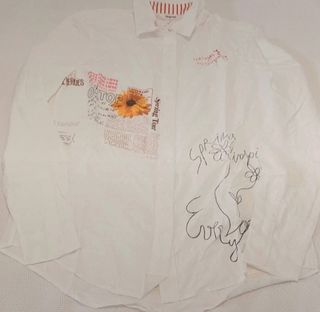 Camisa Desigual Patchwork Message Blanca