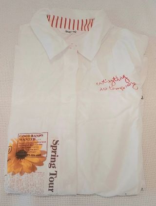 Camisa Desigual Patchwork Message Blanca