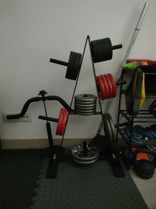 Soporte Pesas + Gomas + Kettlebell