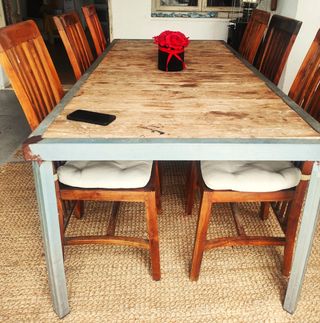 Mesa rústica madera y hierro 8 plazas
