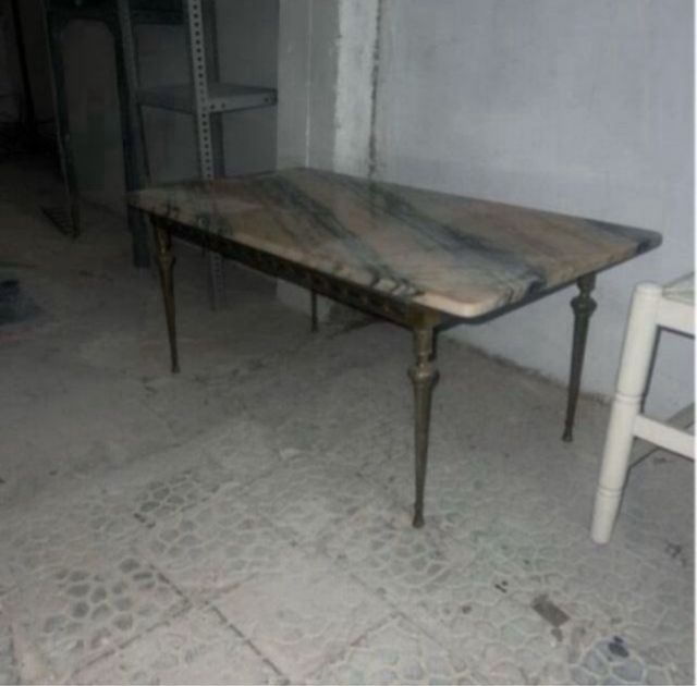 Mesa centro mármol y metal Años 60