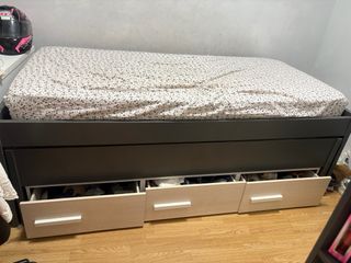 Cama nido doble con tres cajones