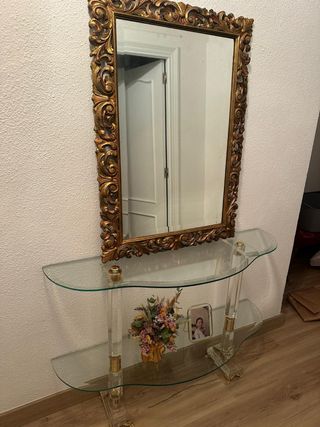 Recibidor vintage dorado y cristal