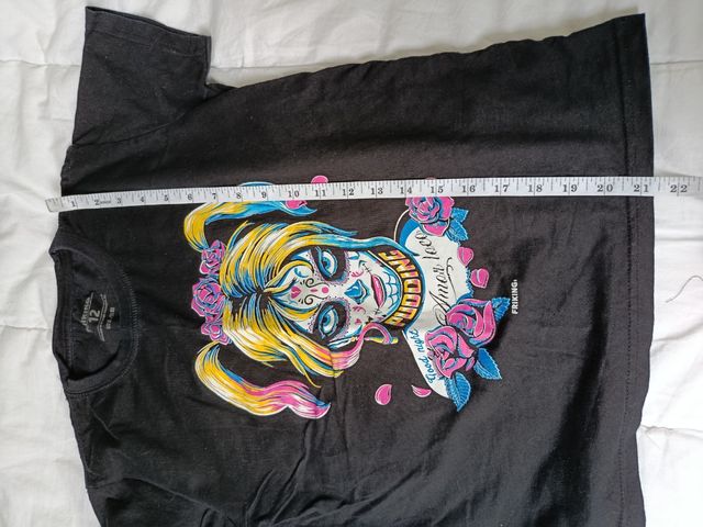 Camiseta negra Amor Loco Catrina unisex 11-12 años