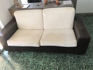 Sofá Cama 3 Plazas Beige y Marrón