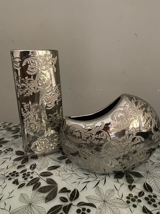 Set 2 Vasi Argentati Decorati