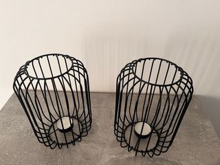 Conjunto 2 Castiçais Velas Metal Preto