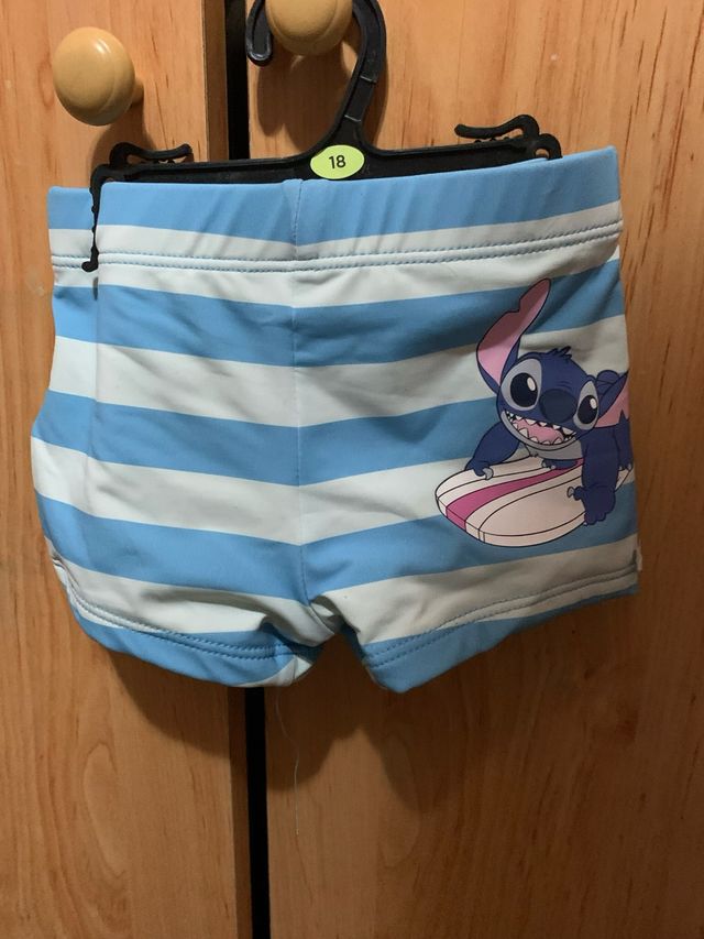 Costume da bagno da bambino a righe blu e bianche Stitch