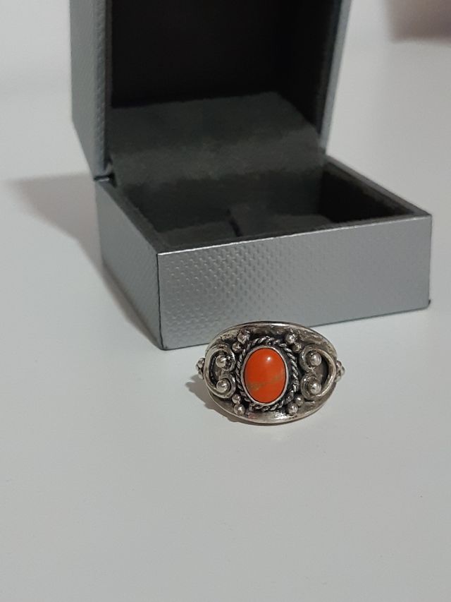 Anillo Plata y Coral