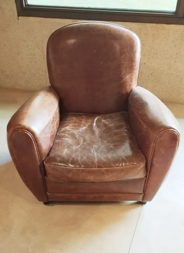 Sillón Vintage auténtica piel estilo Industrial