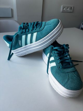 Adidas Court Bold Teal/White Platform Sneakers