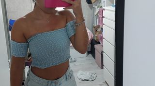 Top corto azul