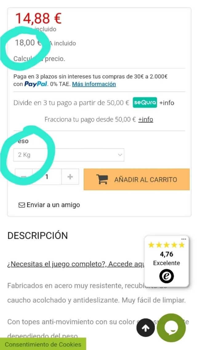 Barras de pesas de 2kg. Completamente nuevas.