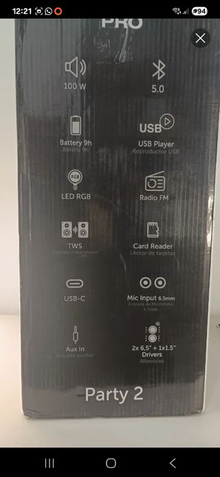 Altavoz Vieta Party 2 Bluetooth 100W