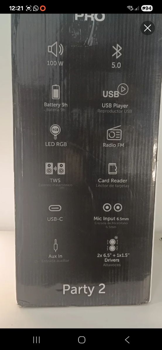 Altavoz Vieta Party 2 Bluetooth 100W