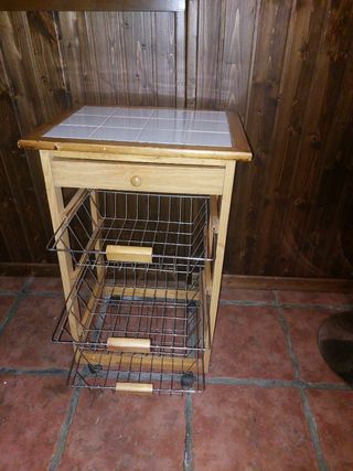 Verdurero madera y metal con ruedas