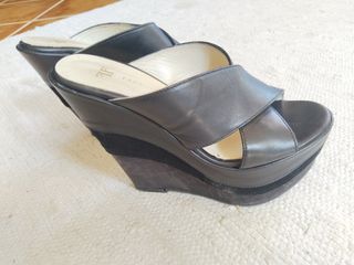 Sandalias de cuña Farrutx de piel negra