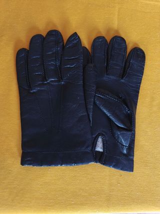 Guantes de piel negros para mujer (talla M)