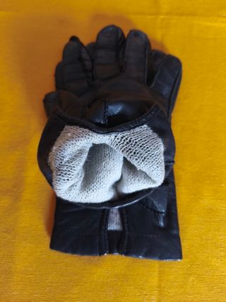 Guantes de piel negros para mujer (talla M)