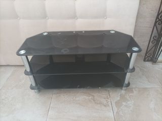 Mueble TV Cristal y Acero Inoxidable