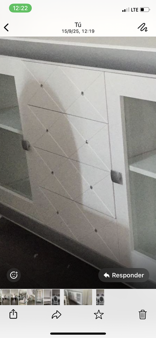 Conjunto mueble de salón Isabelino Plata y Blanco