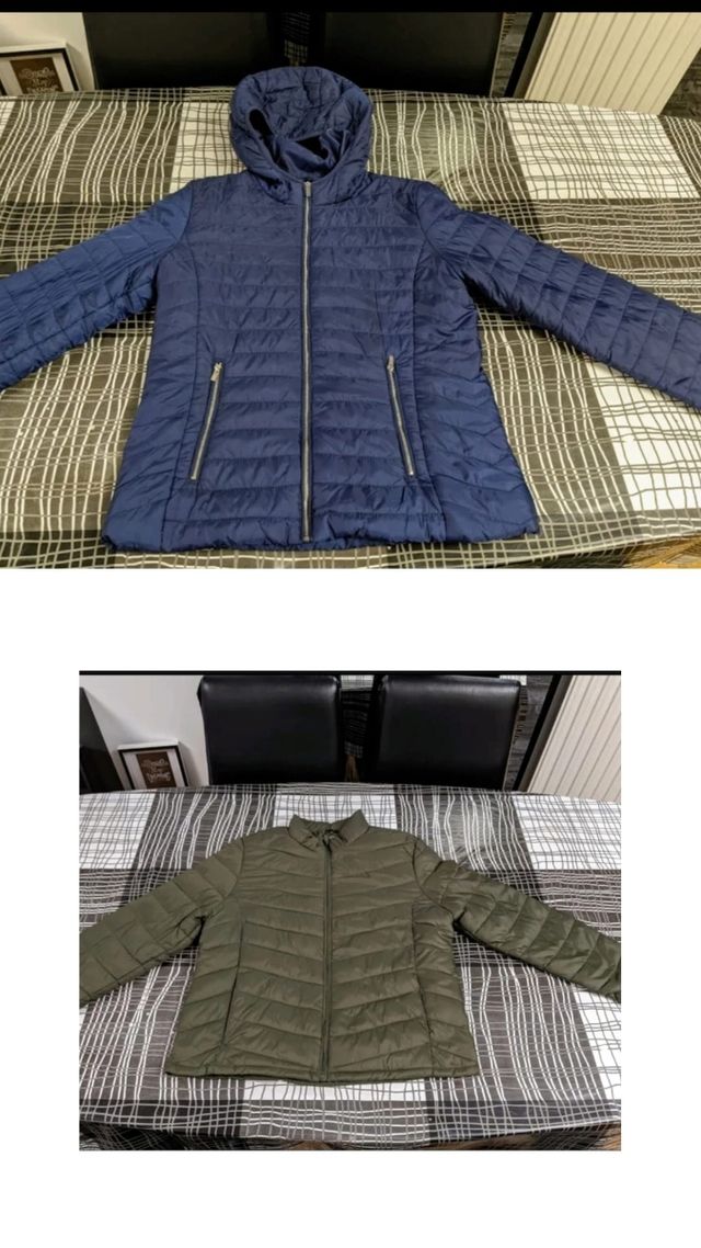 Cazadoras acolchadas azul y verde mujer talla M