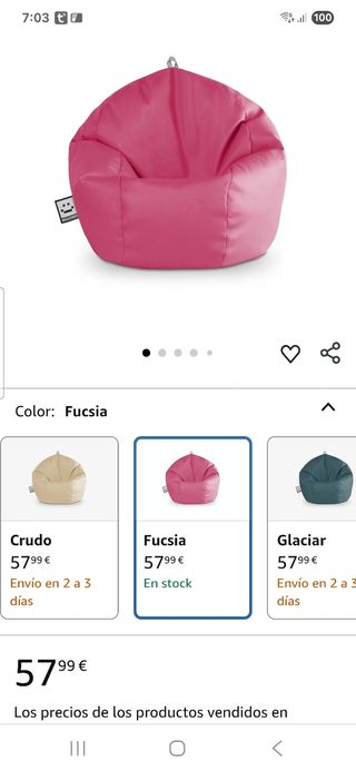 Puff Polipiel Fucsia grande.





